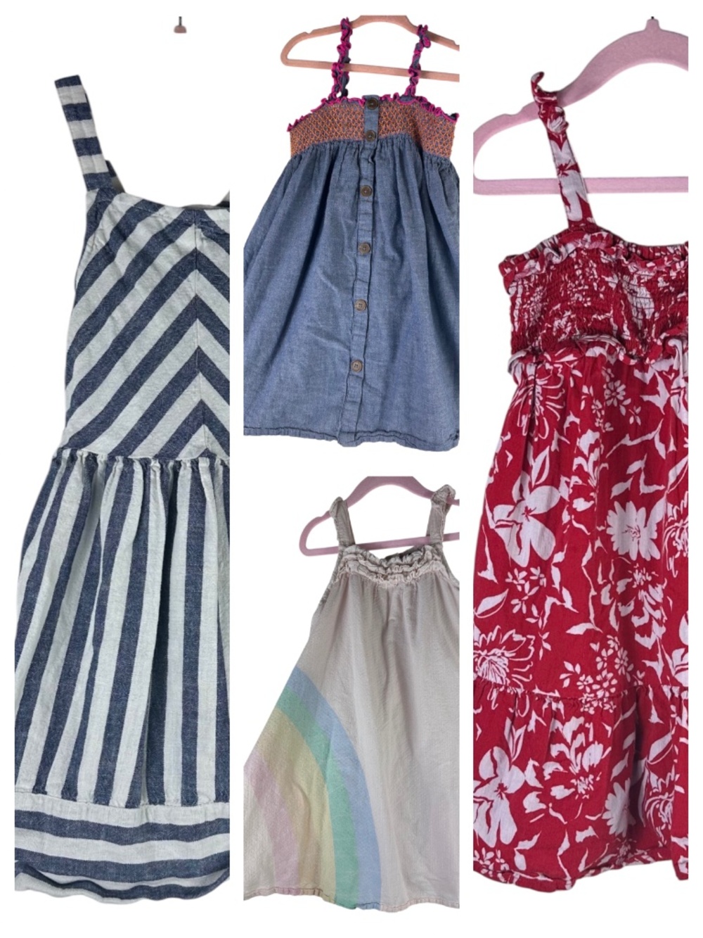 LOT (4) Old Navy Dress Sundresses 5T Girls Sz 5 Floral Stripe Smocked Rainbow